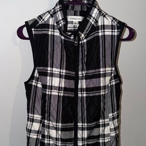 Croft & Barrow Black and White Plaid Vest